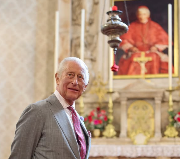 King Charles gets close to a saint of England
