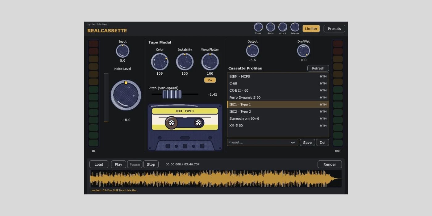 RealCassette is a FREE cassette tape plugin and standalone app for Windows